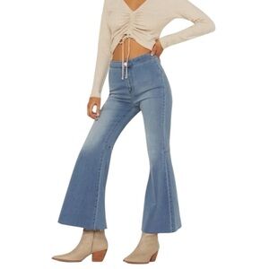 FREE PEOPLE Youthquake High Rise Crop‎ Flare Jeans Denim Size 28 County Concert